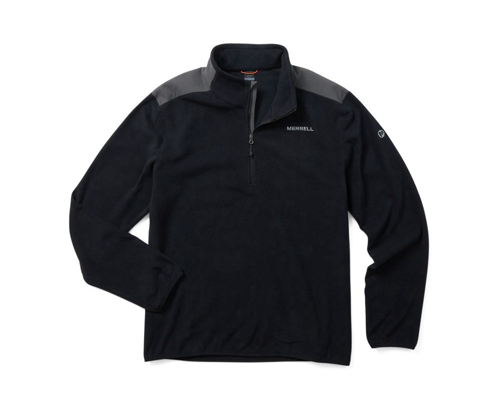 Pullover Merrell Męskie Czarne - Terrain 1/4 Zip Fleece - 957320-XYN